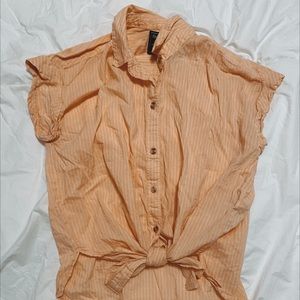 yellow short-sleeve button-up